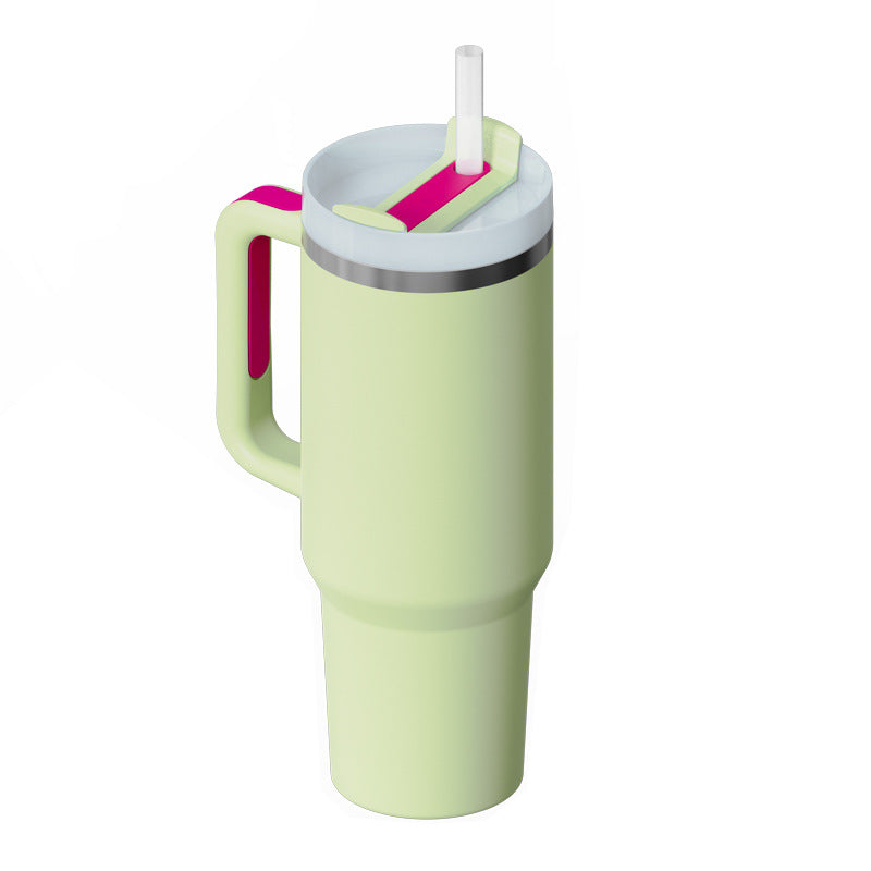 40 oz stainless steel insulated tumbler with handle and straw, spill-proof vacuum coffee cup with lid
