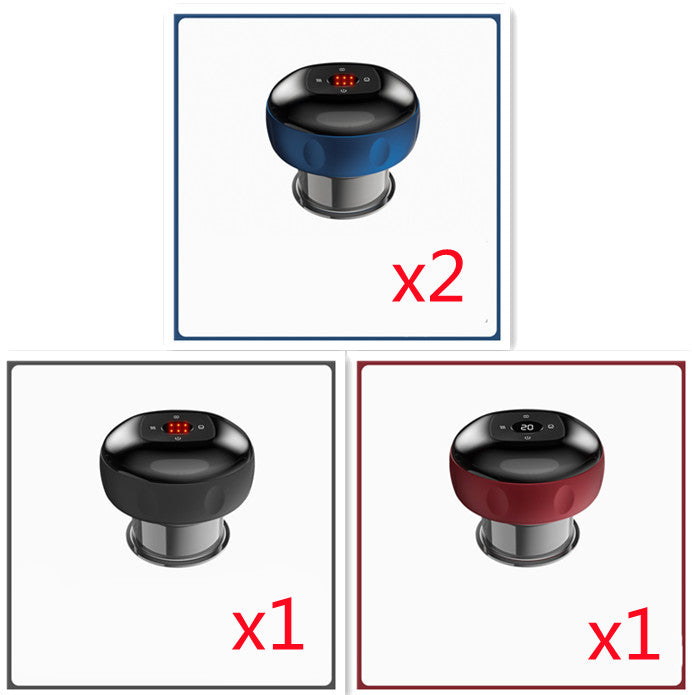 Electric vacuum cupping massage device with LED display and heating function for body slimming and anti-cellulite therapy