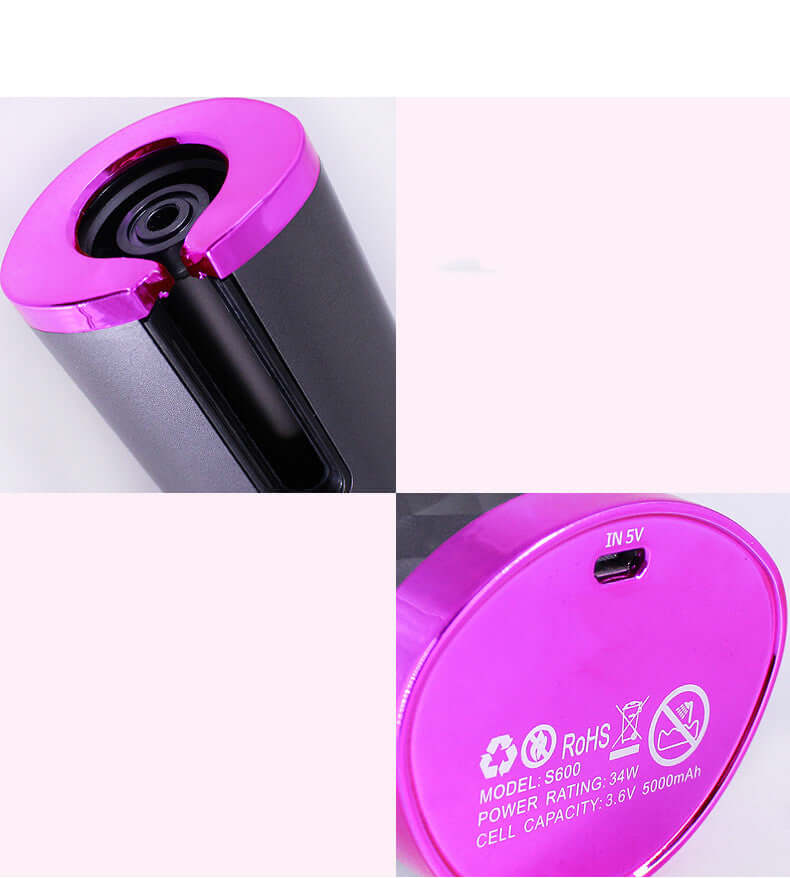Rechargeable automatic hair curler with cordless design and LCD ceramic barrel for salon-quality curls on the go