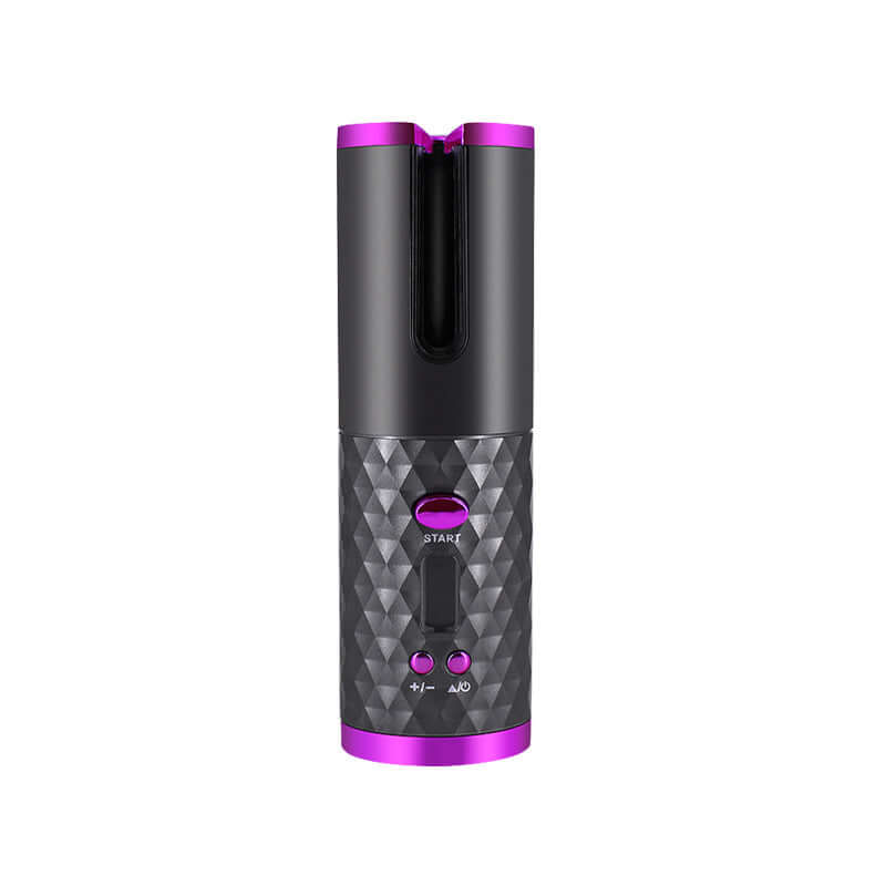 Rechargeable automatic hair curler cordless ceramic curling iron with LCD display and multi-directional auto-curl technology