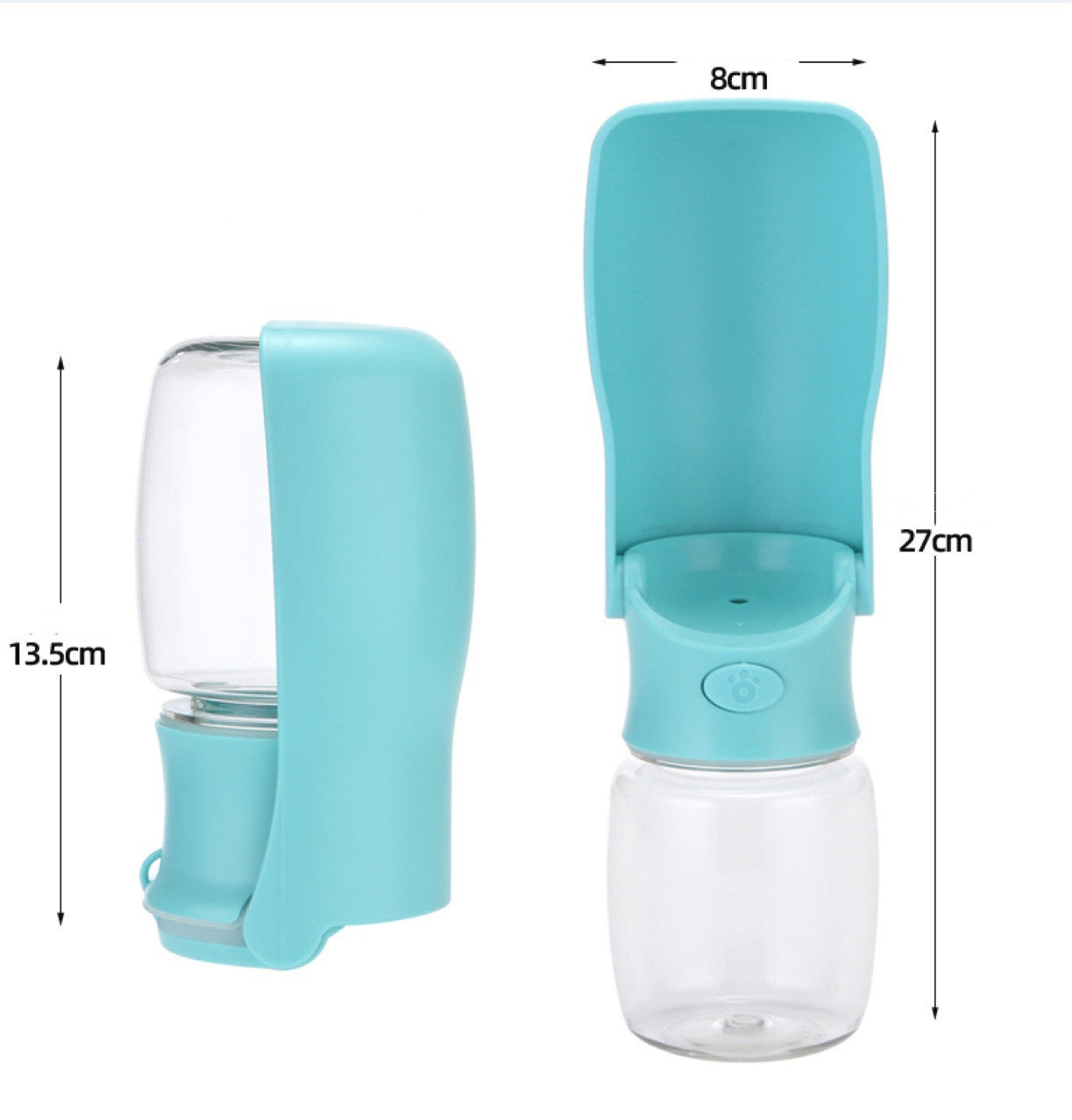 Blue foldable dog portable water bottle for pets with 350ml and 550ml capacity options