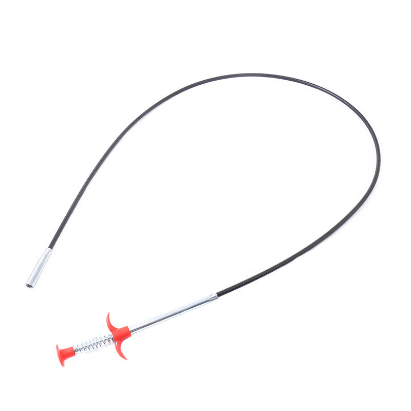 60CM sewer dredger spring pipe tool with grip for clearing kitchen sink clogs and hair blockages