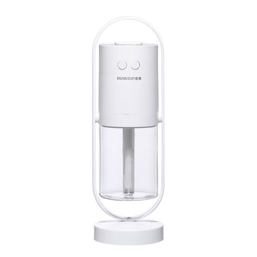 Compact USB air humidifier with projection night light for home and car use
