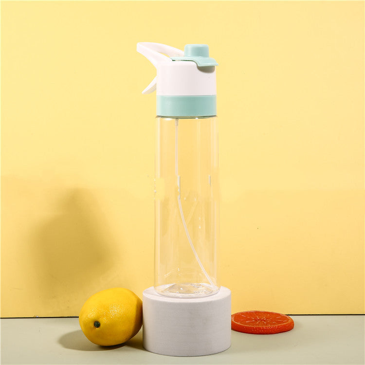 Large capacity spray water bottle for girls with handle strap and leakproof lid for outdoor sports and fitness