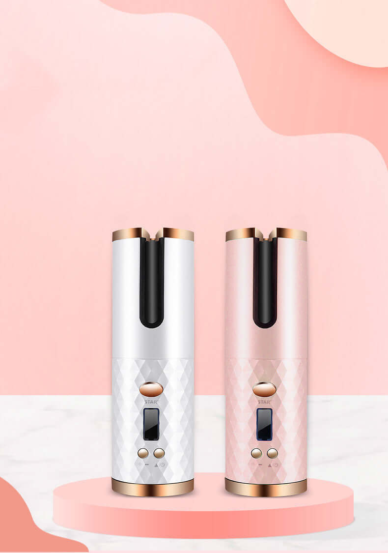 Rechargeable Automatic Hair Curler cordless LCD ceramic curling iron with multi-directional auto-curl and USB rechargeable battery