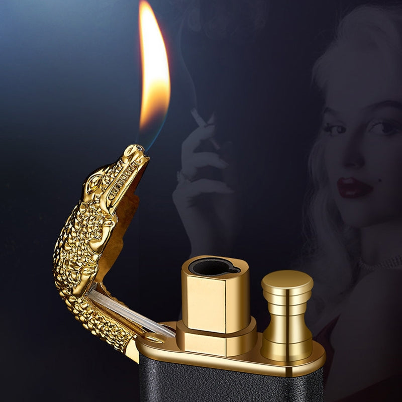 Creative blue flame lighter with dragon design and windproof double flame feature