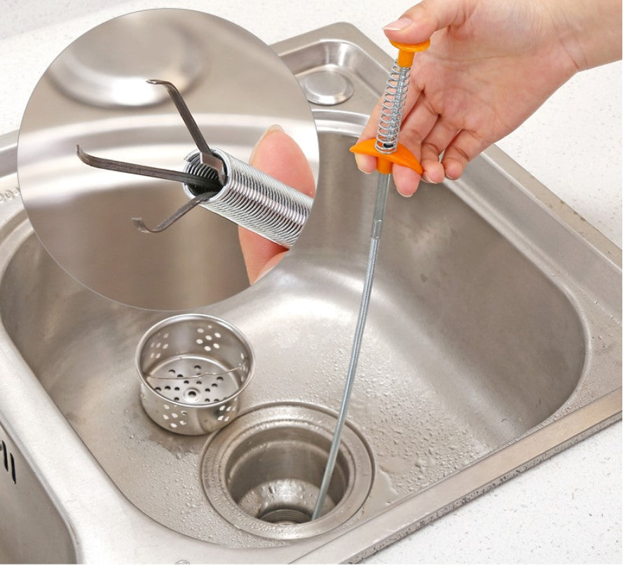 60CM sewer dredger spring pipe tool for clearing kitchen sink clogs and hair blockages