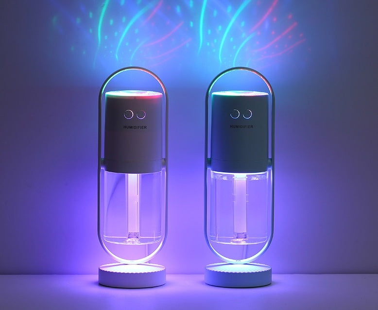 Magic Shadow USB air humidifier with projection night light for home and car use