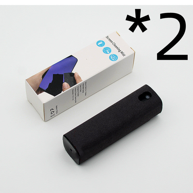 Portable mobile phone screen cleaner with integrated spray and microfiber wipe for smudge-free screens