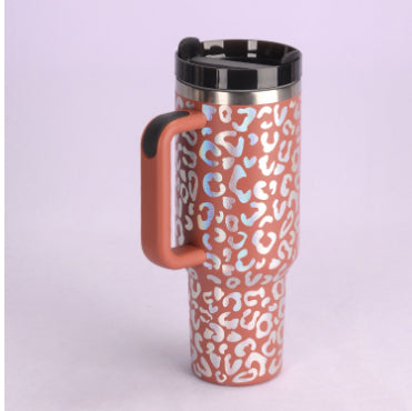 40 oz stainless steel insulated tumbler with handle, straw, and lid for hot and cold drinks, spill-proof vacuum coffee cup for travel, gym, and office use