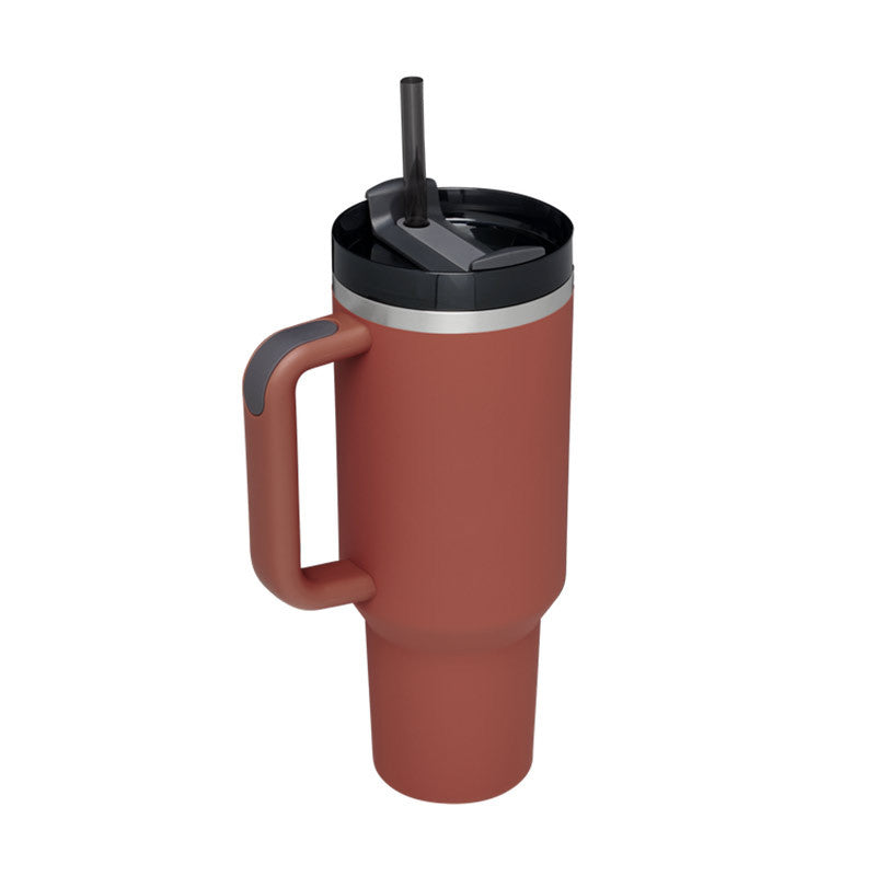 40 Oz stainless steel insulated tumbler with handle and straw, spill-proof vacuum coffee cup with lid
