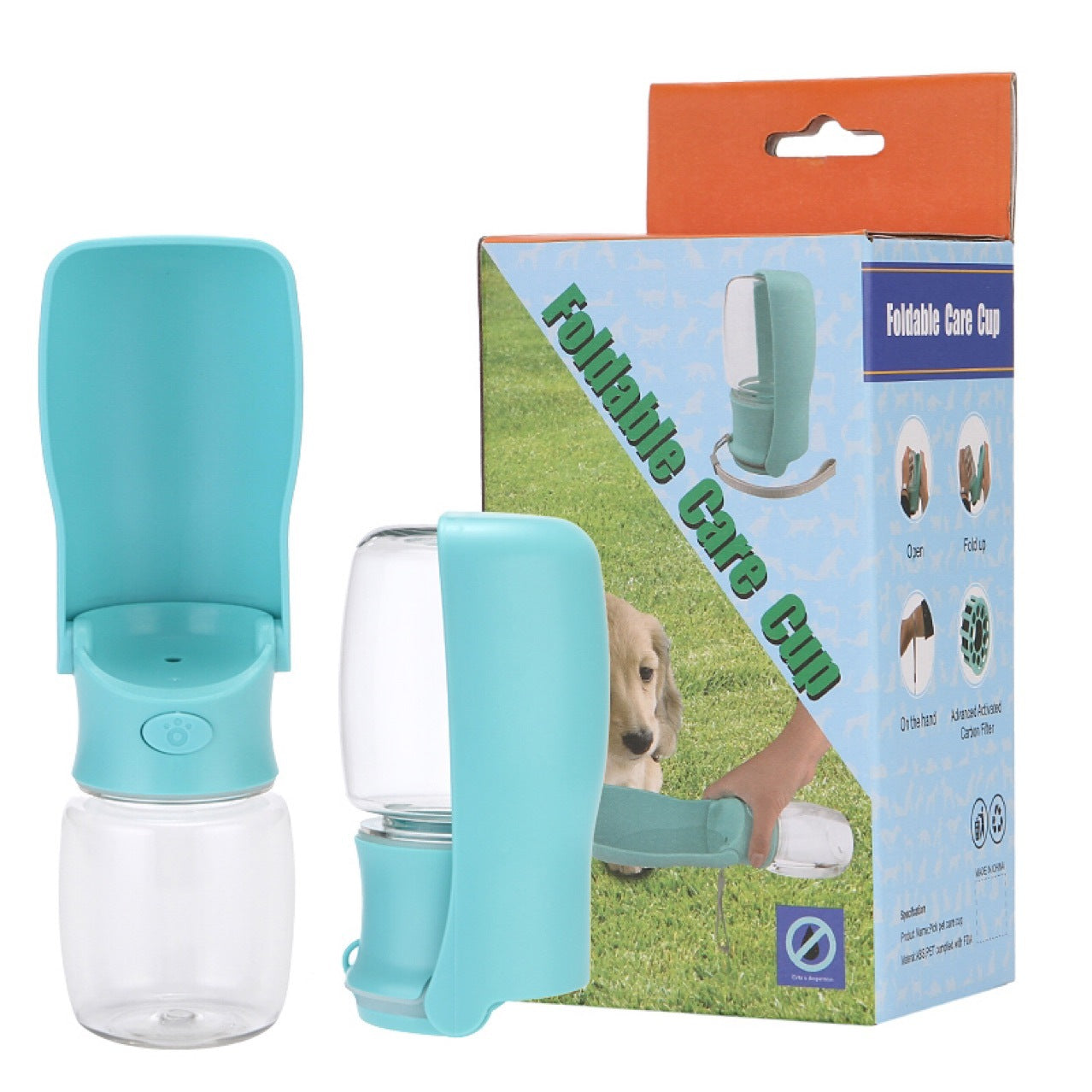 Foldable dog portable water bottle in various colors and sizes for pets