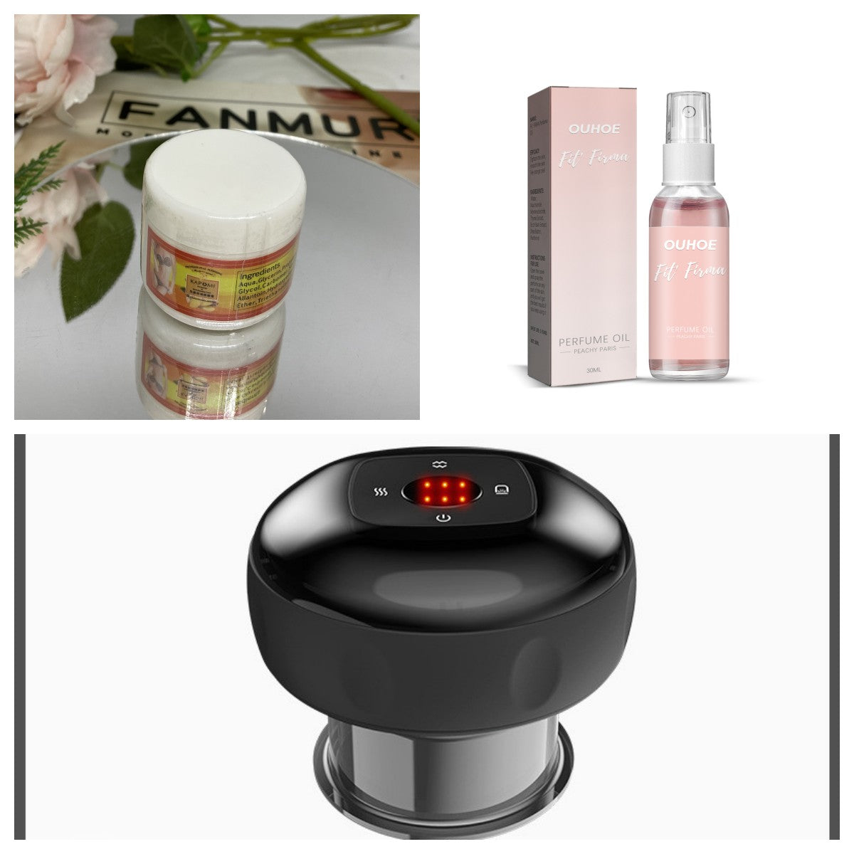 Electric vacuum cupping massage body cups with LED display and USB charging for anti-cellulite therapy and slimming