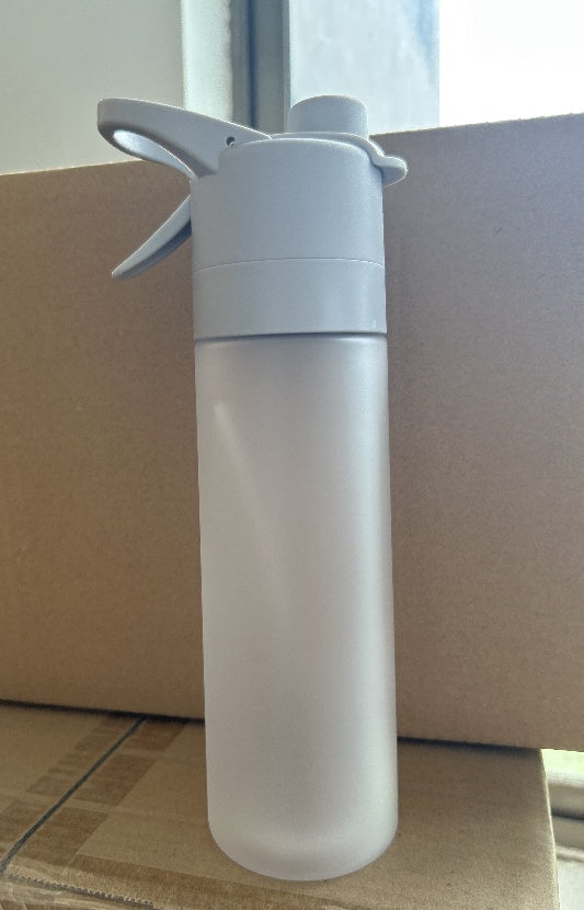 White spray water bottle for girls with handle strap and leakproof lid for outdoor sports and fitness