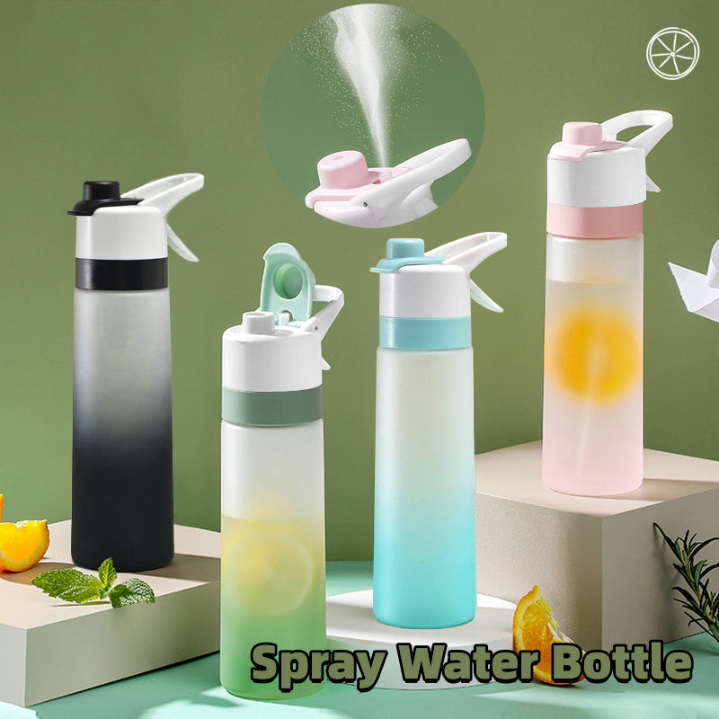 Large capacity spray water bottle for girls with handle strap and leakproof lid