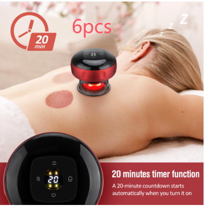 Electric vacuum cupping massage device with LED display and USB charging for body slimming and pain relief