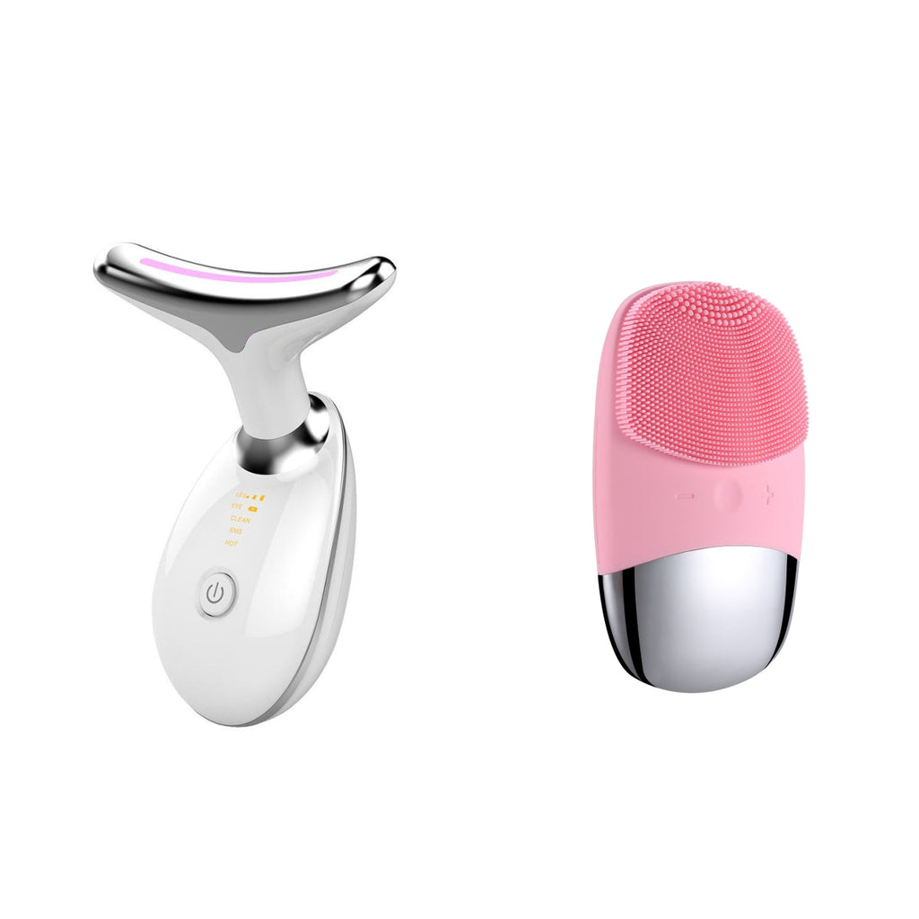 EMS Thermal Neck Lifting and Tighten Massager with electric microcurrent and LED light therapy for wrinkle removal