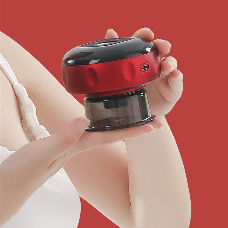 Electric vacuum cupping massage device with LED display and adjustable suction and heating settings