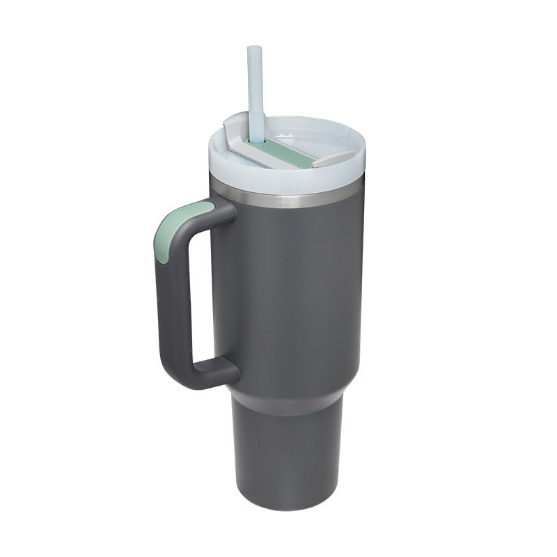 40 oz stainless steel insulated tumbler with handle and straw, spill-proof vacuum coffee cup with lid for travel and gym use