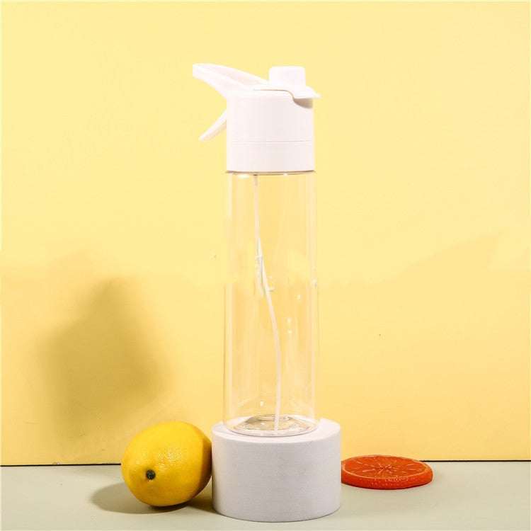 white spray water bottle with handle strap for girls outdoor sport fitness