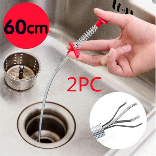 60CM sewer dredger spring pipe tool for clearing hair and clogs from kitchen sink drains