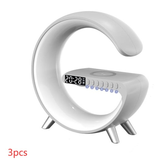 Intelligent G shaped LED lamp with wireless charger and Bluetooth speaker for bedroom decor