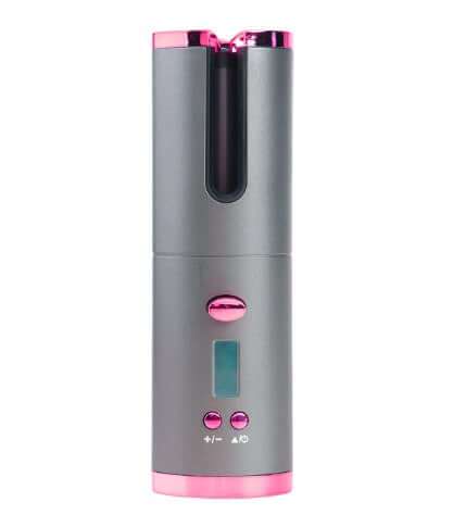 Rechargeable automatic hair curler with cordless LCD display and tourmaline ceramic barrel for salon-quality curls on the go