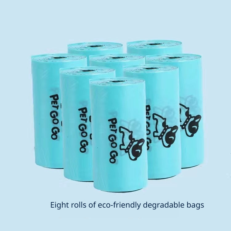 Portable lightweight blue dog pooper scooper with eight-claw shovel and built-in poop bag dispenser for easy pet waste pickup