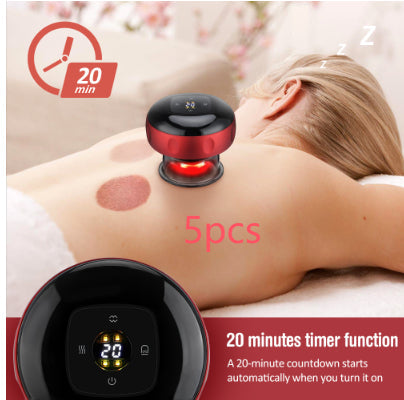 Electric vacuum cupping massage device with LED display and multiple suction levels for body slimming and pain relief