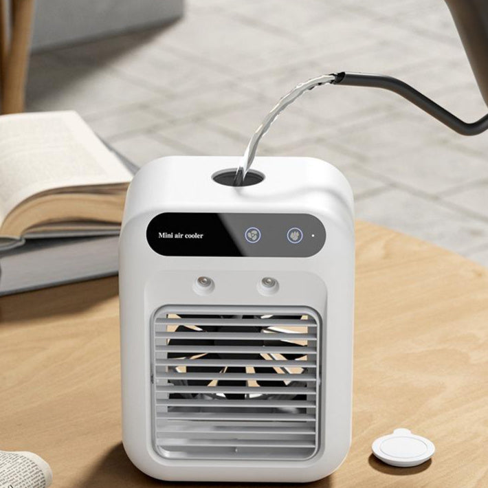 Portable ivory white USB air conditioner air cooler fan with touchscreen and water cooling for room and office use