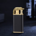 Creative metal blue flame lighter with dragon and dolphin design, windproof double fire jet flame
