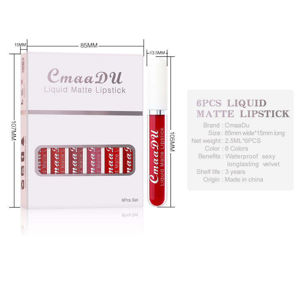 6 boxes of matte non-stick cup waterproof long-lasting lipstick lip glosses