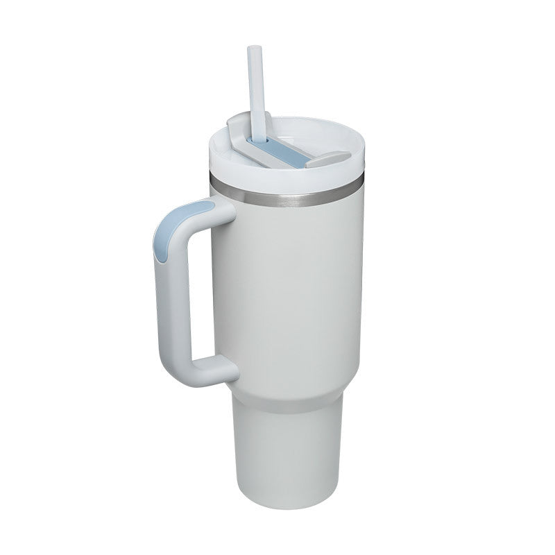 40 oz stainless steel insulated tumbler with handle and straw spill-proof vacuum coffee cup with lid for travel gym office car
