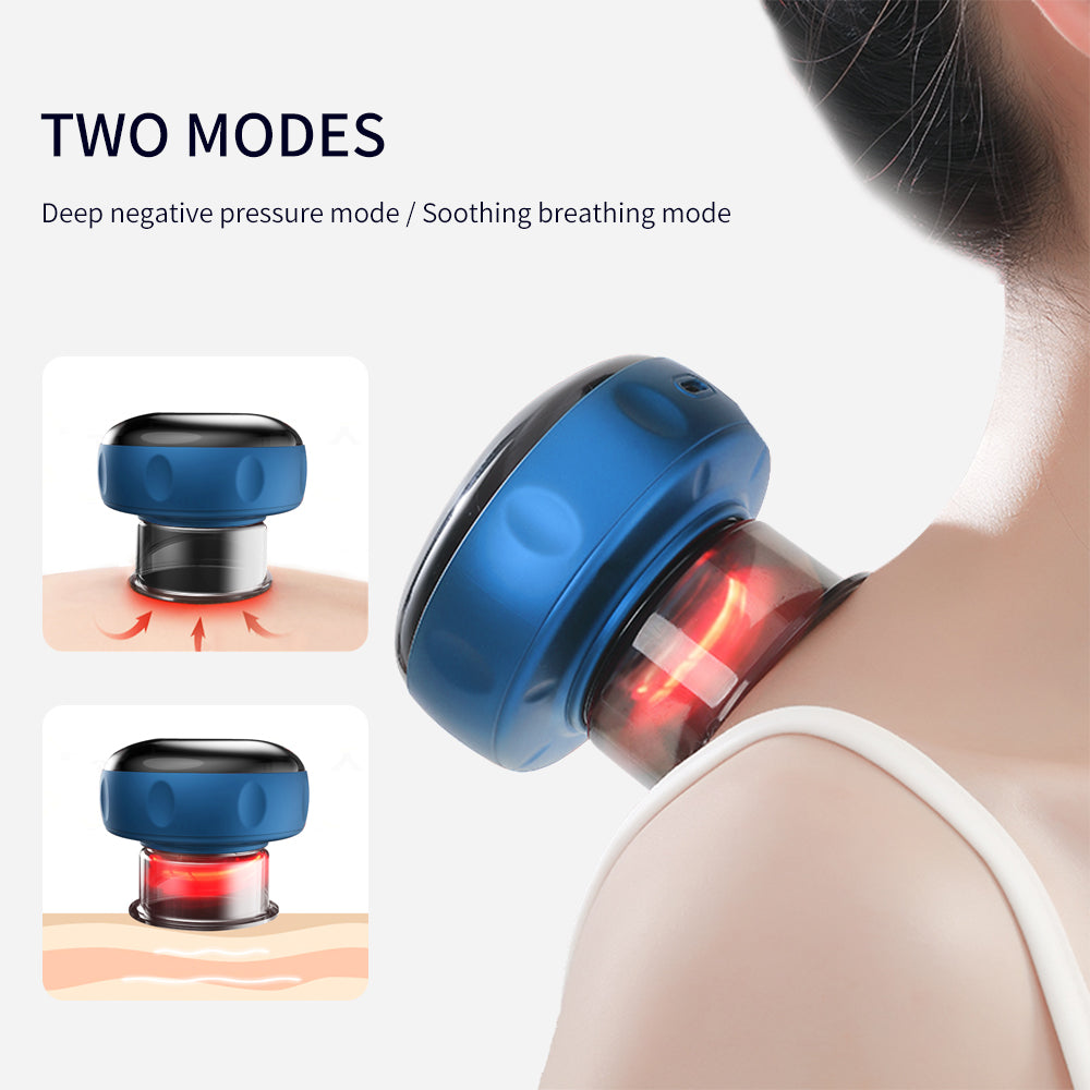 Electric vacuum cupping massage device with LED display and adjustable suction and heating functions