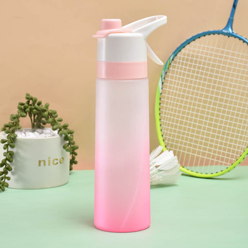 White spray water bottle for girls with handle strap and leakproof lid for outdoor sports and fitness