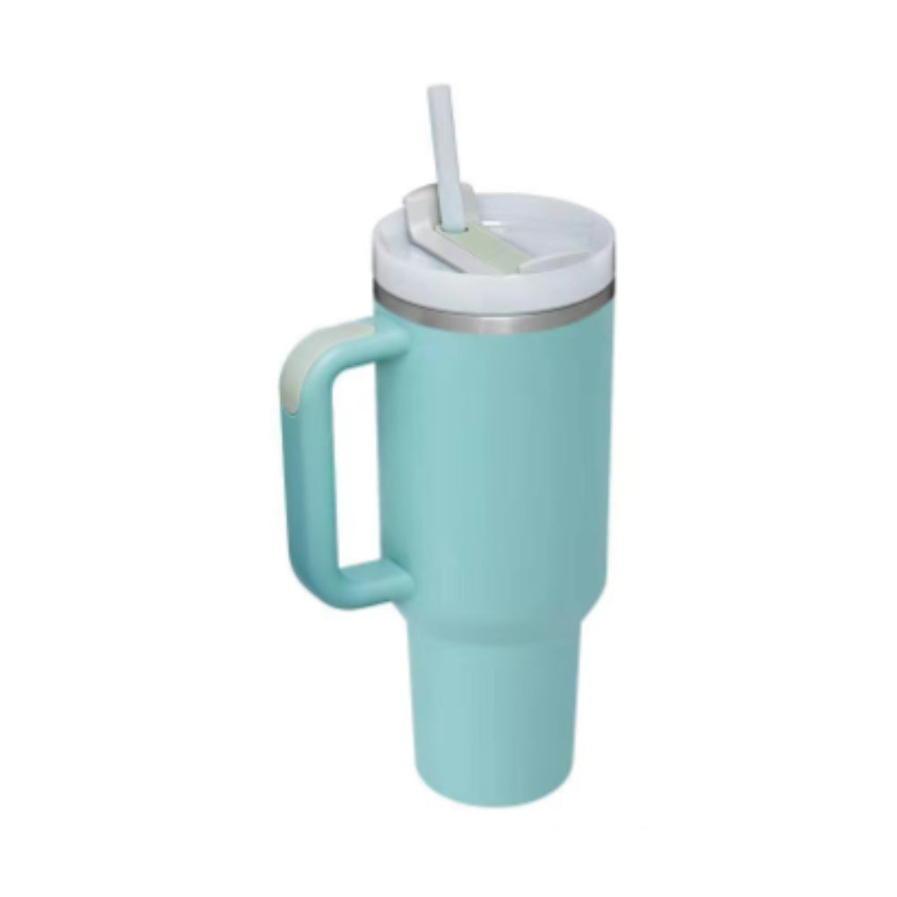 40 oz stainless steel insulated tumbler with handle and straw for hot and cold drinks spill-proof vacuum coffee cup with lid suitable for travel gym office car Valentine's gift