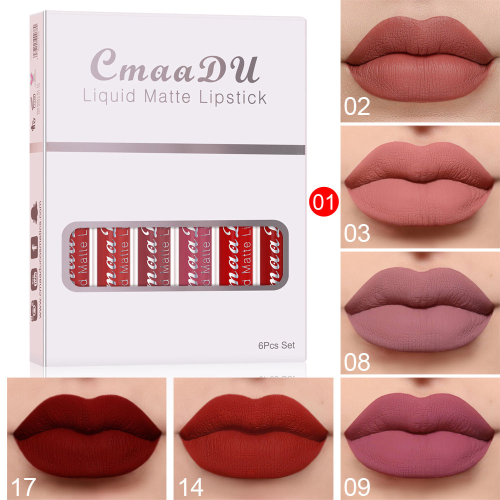 Six boxes of matte non-stick cup waterproof long-lasting lip glosses