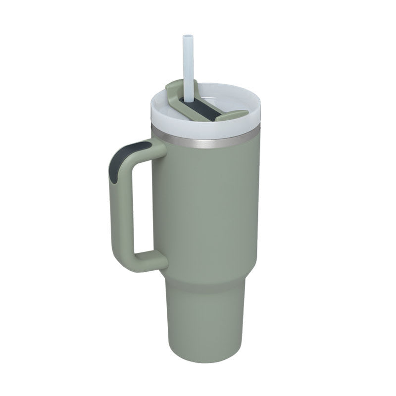 40 oz stainless steel insulated tumbler with handle and straw spill-proof vacuum coffee cup with lid for travel gym office car use