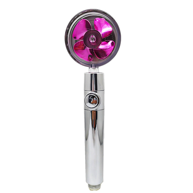Water saving shower head with 360 degrees rotating ABS rain nozzle and built-in fan chrome finish
