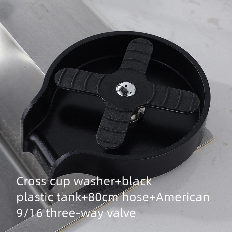 Stainless steel cup washer with sink for home bar counter, American style press faucet, electroplated finish