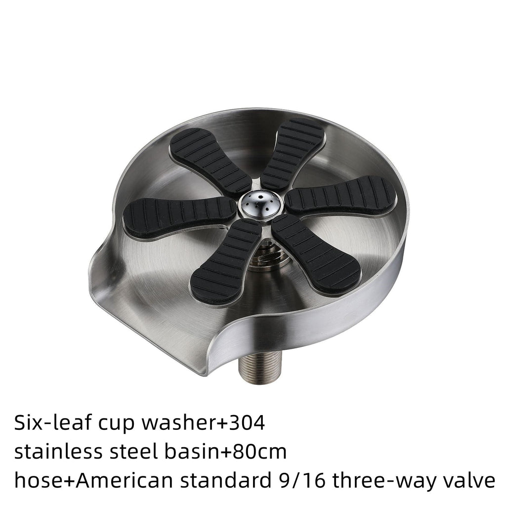 Stainless steel cup washer with sink for home bar counter, American style, electroplated surface, single press faucet installation
