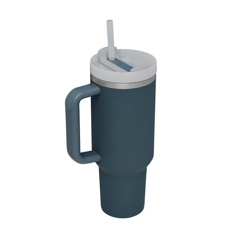 40 oz stainless steel insulated tumbler with handle and straw spill proof vacuum coffee cup with lid for travel gym office car use