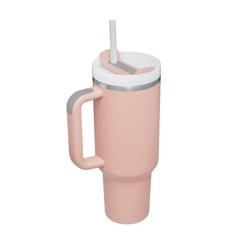 40 oz stainless steel insulated tumbler with handle and straw, spill-proof vacuum coffee cup with lid for car gym office travel